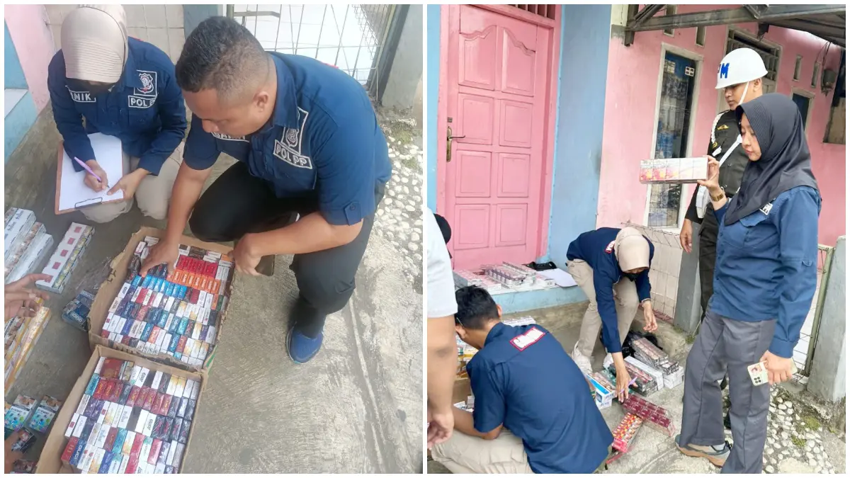 Satpol PP saat mengamankan rokok ilegal dari warung klontong di Kota Bogor. (Foto : Satpol PP for Radar Bogor)