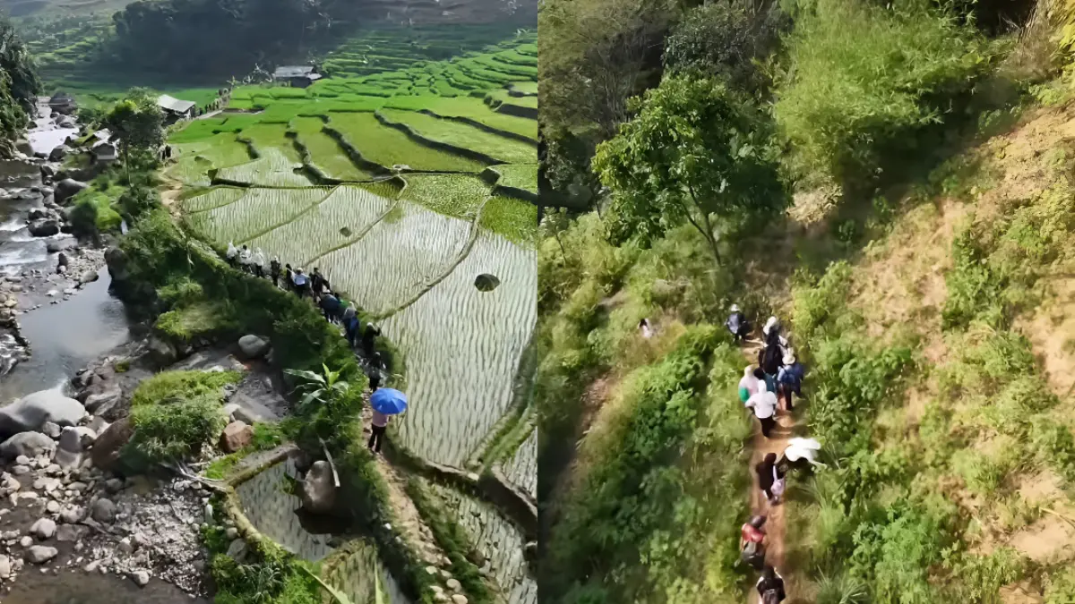 View perjalanan menuju Warung Sawah Sangkuriang. (Foto: YouTube Jarang Jalan)