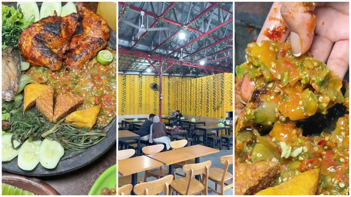 Aneka pilihan lauk dan Suasana di Sambal Rampai Pakansari Bogor. (Foto: Instagram @sukajalanberdua)