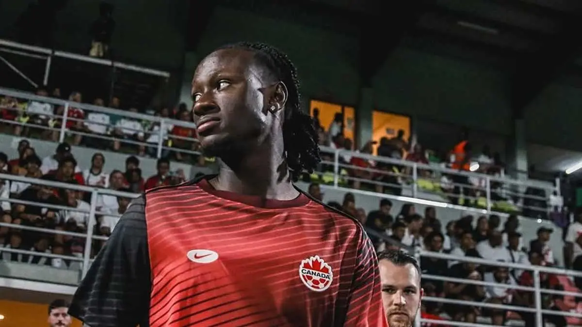 Ismael Kone, pemain Timnas Kanada alami cidera parah pada laga menghadapi Qatar.