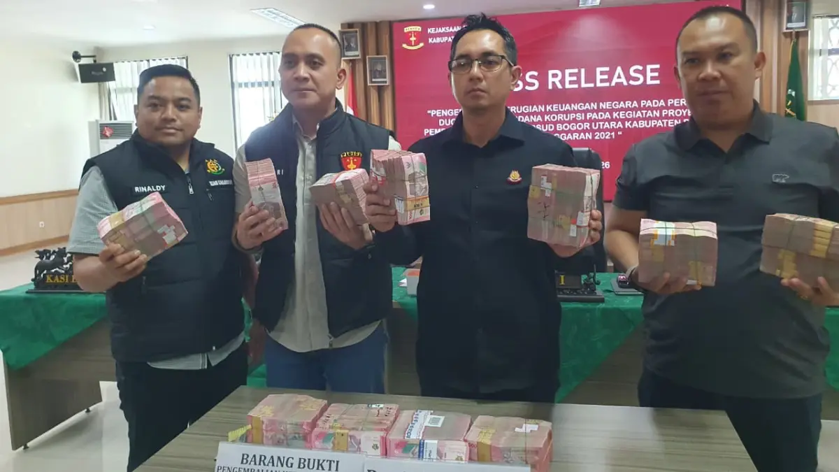 Kejaksaan Negeri Kabupaten Bogor saat mengungkap kerugian keuangan negara dalam kasus dugaan korupsi pembangunan RSUD Bogor Utara. Foto: Hendi Novian/Radar Bogor.