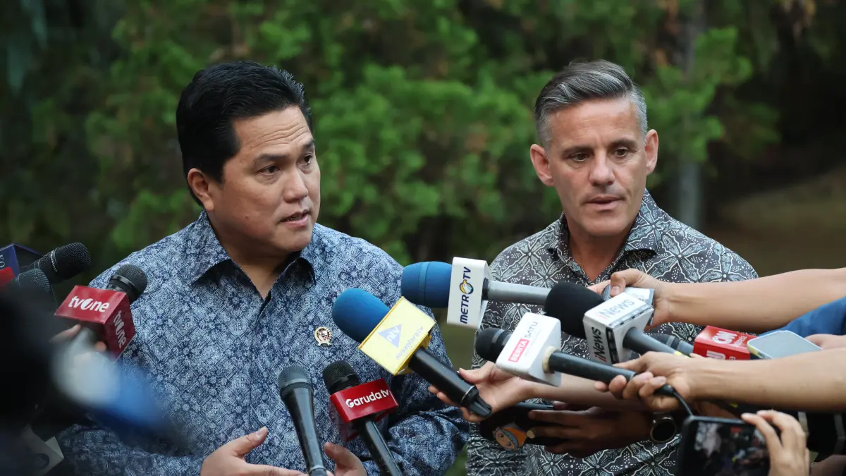 Menteri Pemuda dan Olahraga Erick Thohir usai bertemu Presiden di Padepokan Garuda Yaksa, Hambalang, Bogor, Jumat, 19 Juni 2026. Foto: Bakom RI