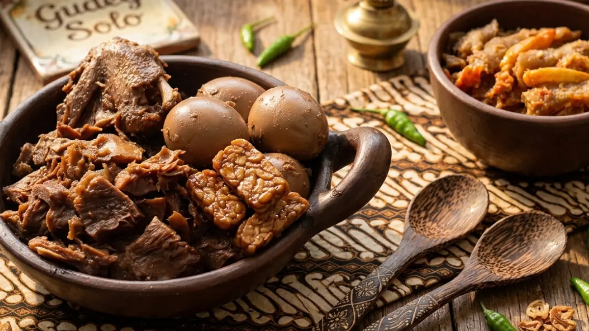 Ilustrasi kuliner gudeg hits di Solo. Foto: YouTube Dapoer Lestari/Diolah dengan Gemini AI