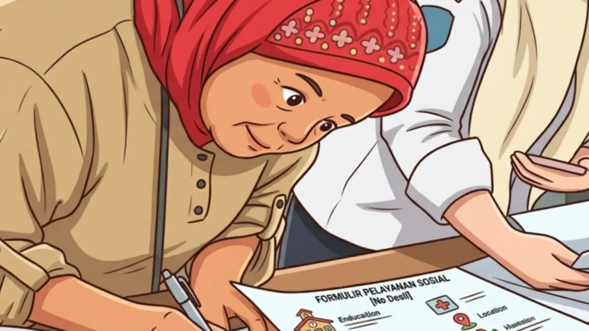 Ilustrasi penyaluran skema bansos ke KPM. (Instagram @gunungpring.muntilan/Diolah oleh Gemini AI) 
