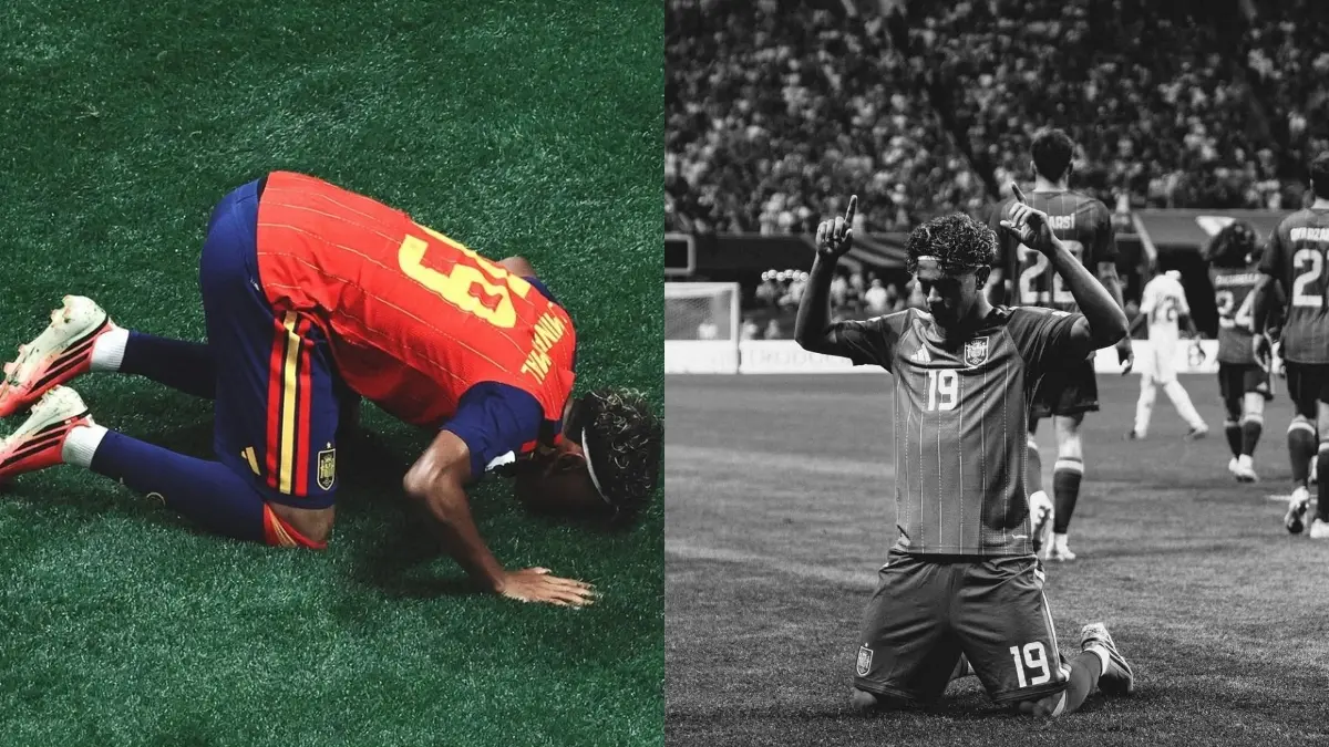 Selebrasi Lamine Yamal usai mencetak gol ke gawang Arab Saudi. (Foto: Instagram @lamineyamal)