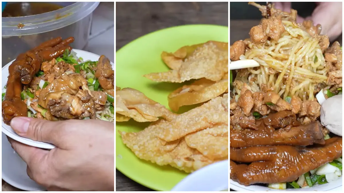 Mie Ayam Pohon Bambu yang menggugah selera para pecinta mie ayam. (Foto: Youtube Anak Kuliner)&nbsp;