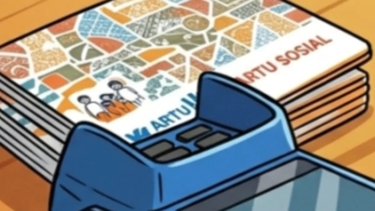 Ilustrasi kartu KKS bansos. (YouTube Kemensos RI/Diolah oleh Gemini AI) 