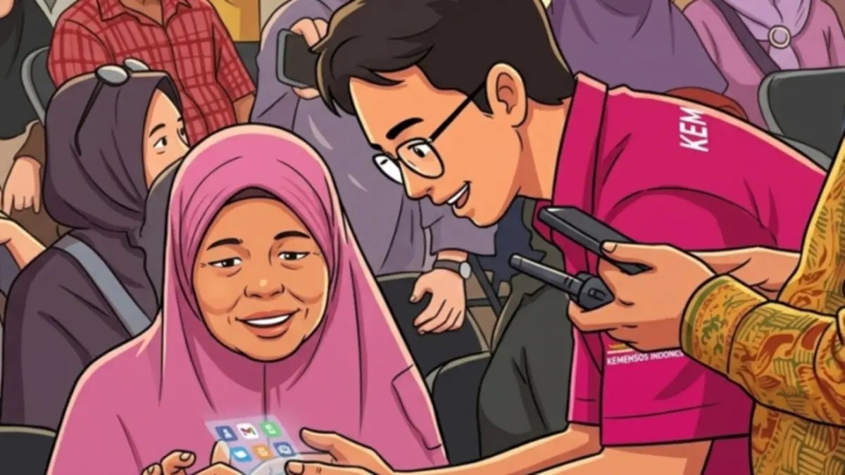 Ilustrasi penyaluran bansos ke KPM. (Instagram @kemensosri/Diolah oleh Gemini AI) 