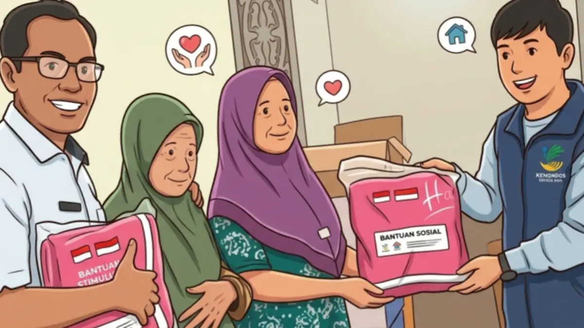 Ilustrasi penyaluran bansos tunai dan non tunai ke KPM. (Instagram @pkh_jasinga/Diolah oleh Gemini AI) 