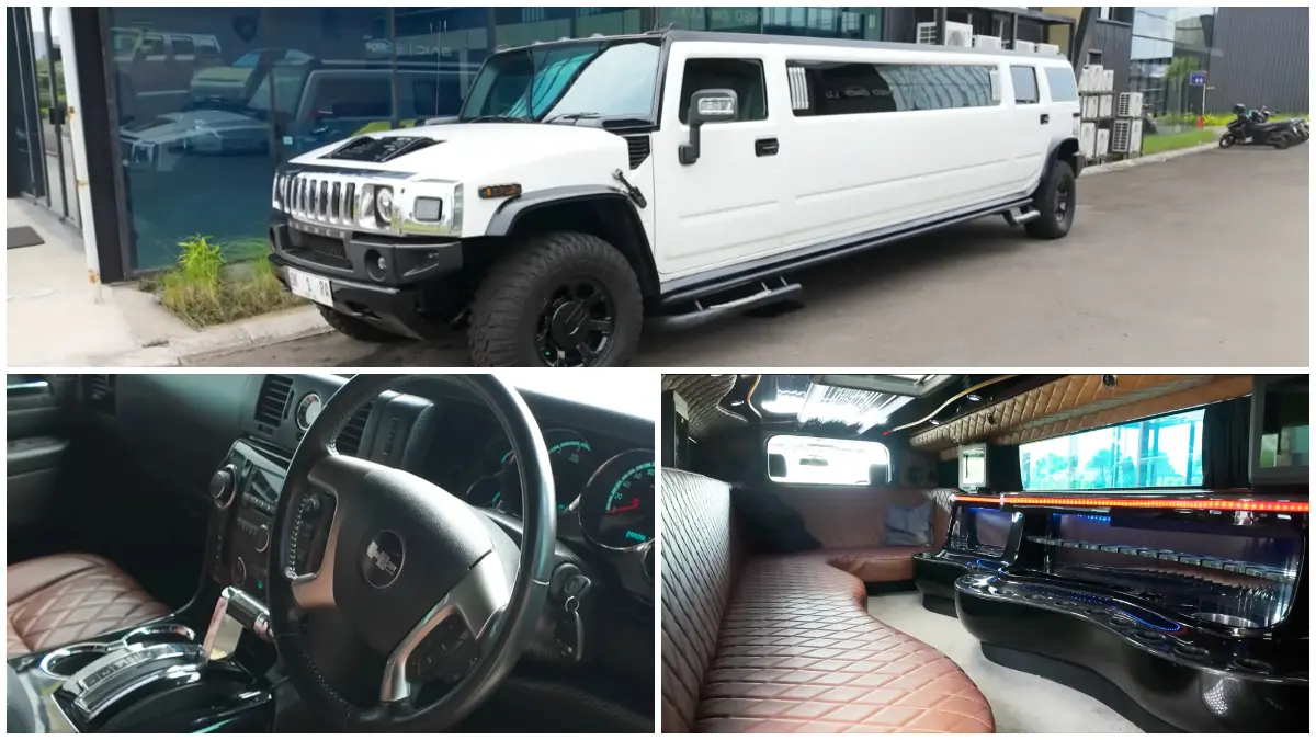 Tampilan Mobil Party Hummer H2 Limusin. (Foto : YouTube: Fitra Eri)
