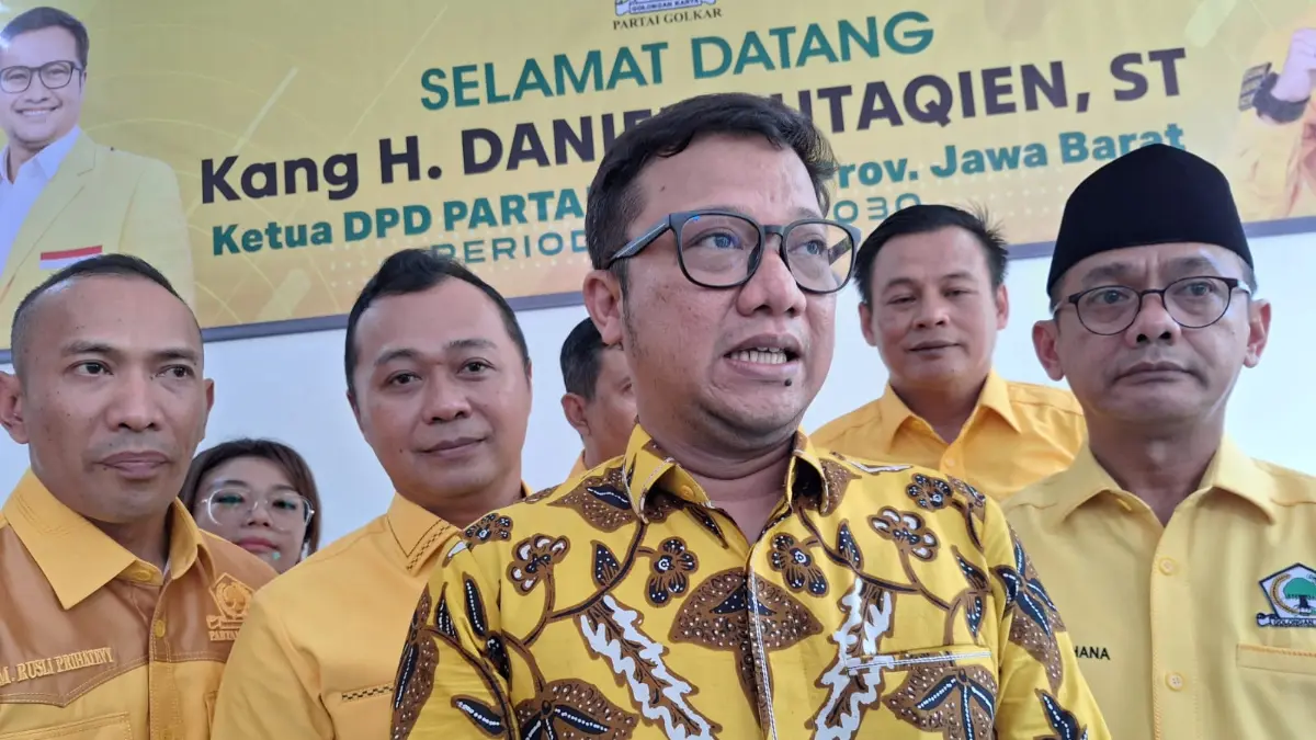 Ketua DPD Partai Golkar Jawa Barat terpilih, Daniel Mutaqien, menghadiri silaturahmi dan tasyakuran di Kantor DPD Partai Golkar Kota Bogor, Rabu, 24Juni 2026. (Dede/Radar Bogor)