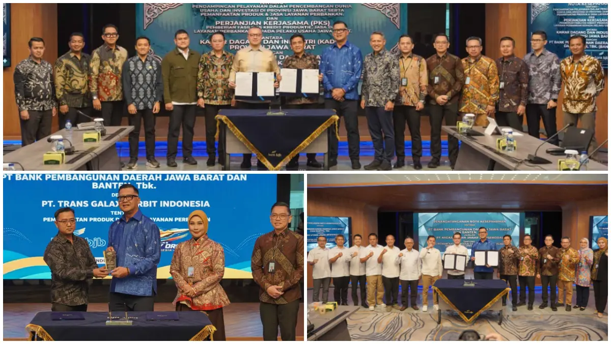 bank bjb saat melakukan penandatanganan tiga kerjasama.