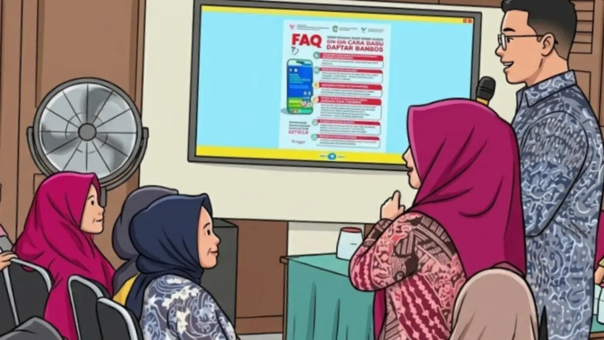 Ilustrasi pencairan bansos untuk KPM dengan kriteria tertentu. (Instagram @linjamsosoke/Diolah oleh Gemini AI) 