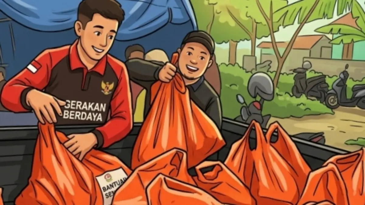 Ilustrasi penyaluran bansos bagi KPM. (YouTube Kemensos RI/Diolah oleh Gemini AI) 