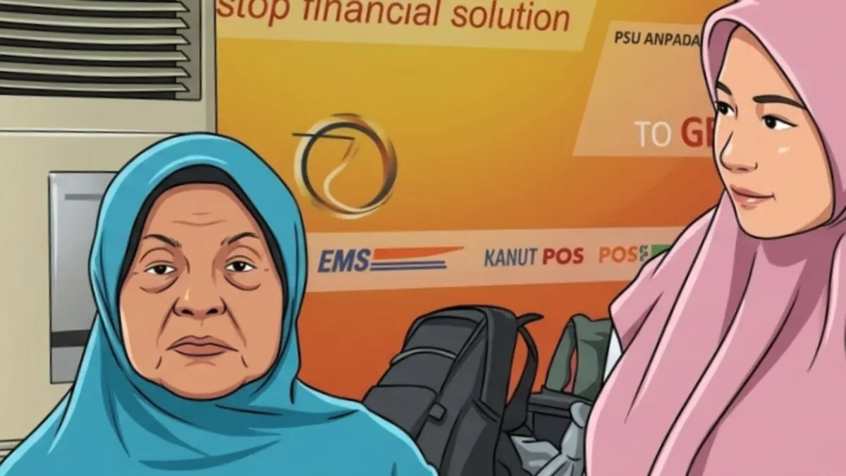 Ilustrasi penyaluran bansos via Pos. (Instagram @kemensosri/Diolah oleh Gemini AI) 