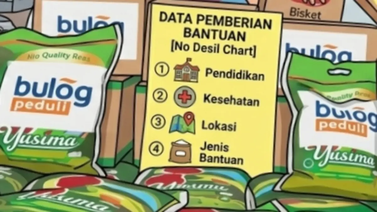 Ilustrasi penyaluran bonus bansos beras bagi KPM. (Instagram @perum.bulog/Diolah oleh Gemini AI) 