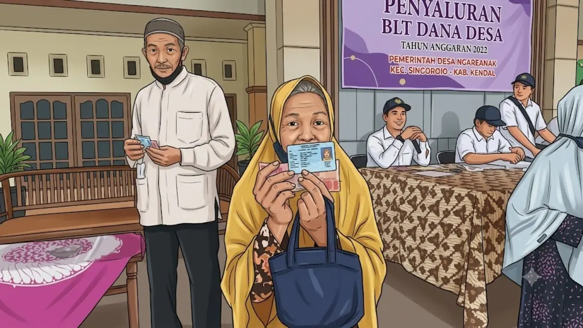 Ilustrasi KPM mengambil bansos BLT Dana Desa (ngareanak.desa.id)