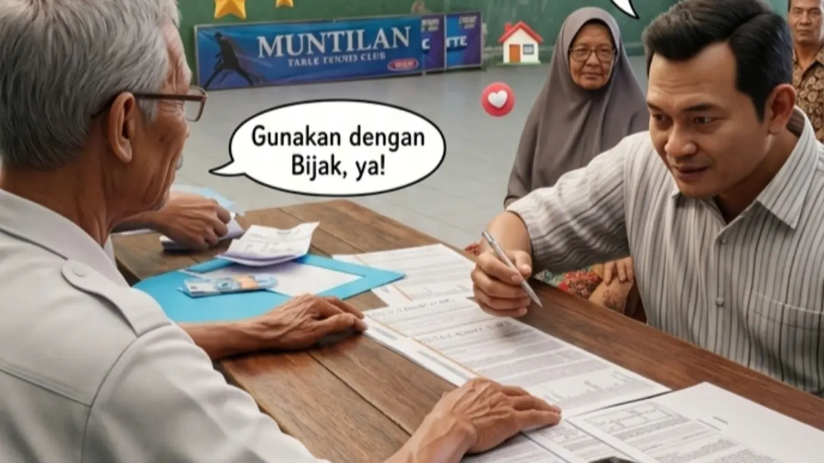 Ilustrasi penebalan bansos tahap 3. (Instagram @gunungpring.muntilan/Diolah oleh Gemini AI) 