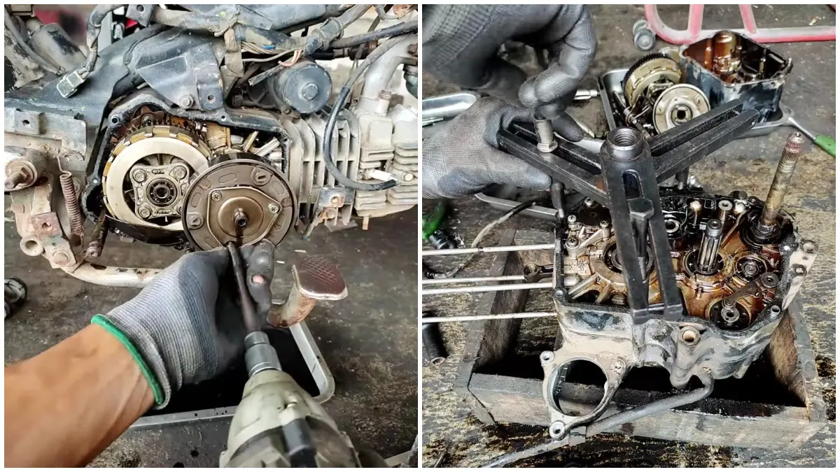 Panduan untuk membongkar mesin motor Honda C-Series. (Foto : YouTube: Belajar Mekanik Dari Nol)