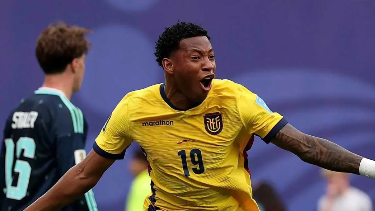Selebrasi pemain Ekuador usai mencetak gol ke gawang Jerman pada laga terakhir Grup E Jumat 26 Juni 2026 WIB.