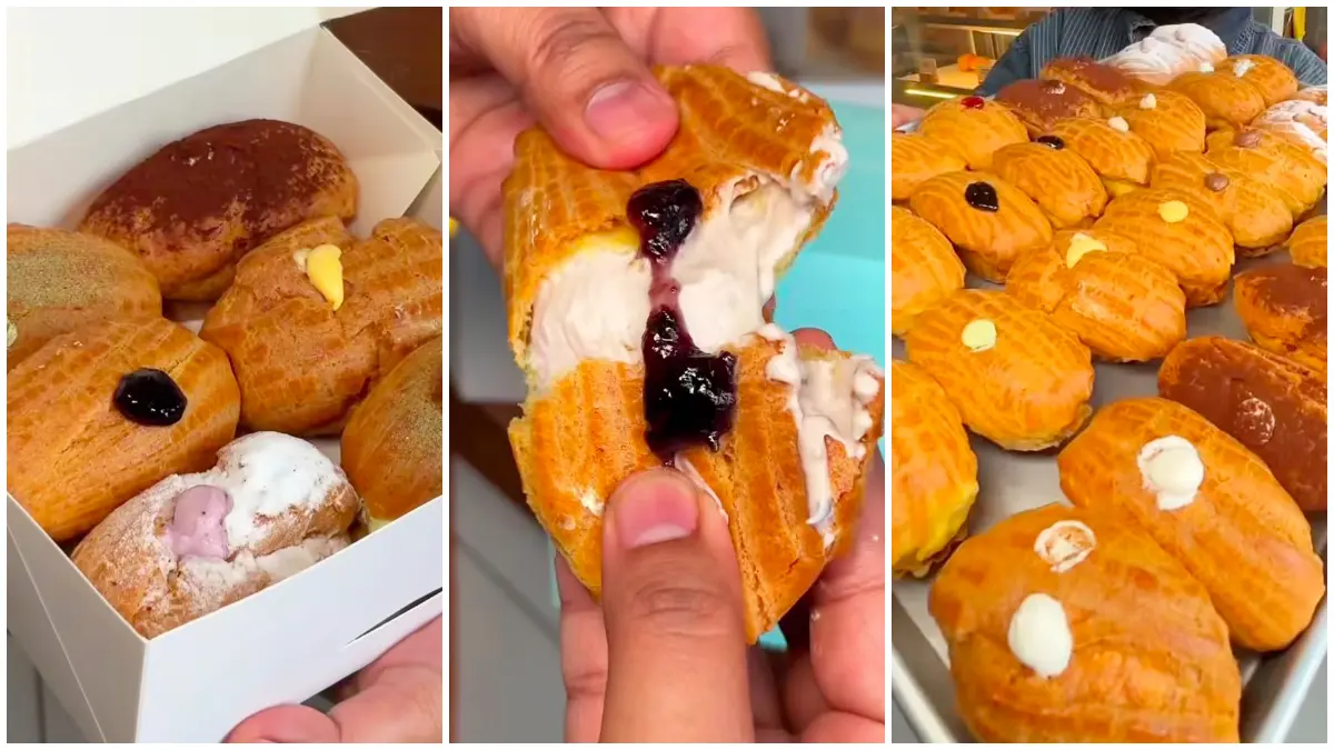 Tampilan dari menu kue soes yang lezat denga isi krim yang lumer di Mr. Cream Puff. (Foto: Instagram @duolemak)