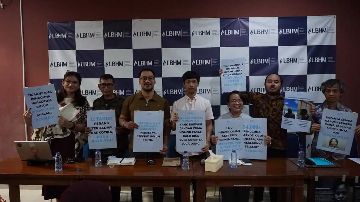 Konferensi pers Jaringan Reformasi Kebijakan Narkotika (JRKN). Foto: LBH M for Radar Bogor