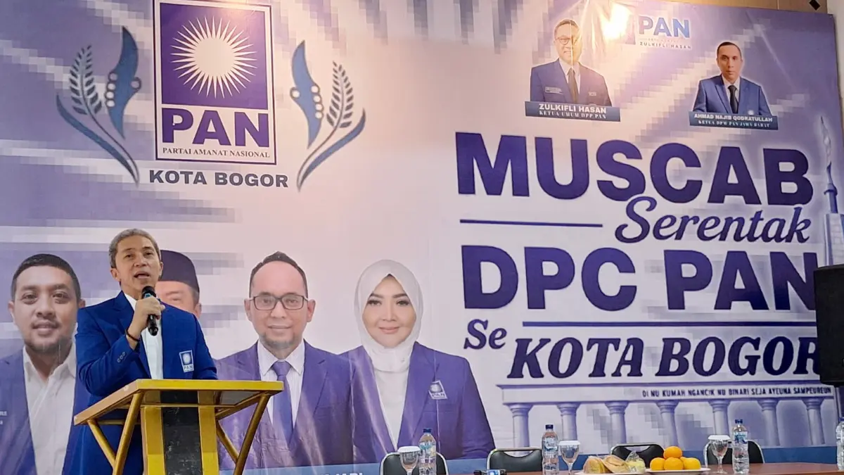 Wali Kota Bogor Dedie A Rachim menghadiri Musyawarah Cabang (Muscab) Serentak DPC PAN se-Kota Bogor di Aula DPRD Kota Bogor, Minggu, 28 Juni 2026. (Dede/Radar Bogor)