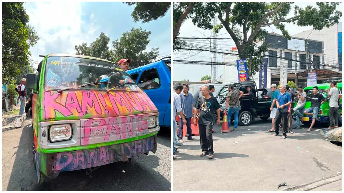 Aksi demo sopir angkot di Kantor Dishub Kota Bogor. (Foto : Fauzan/Radar Bogor)