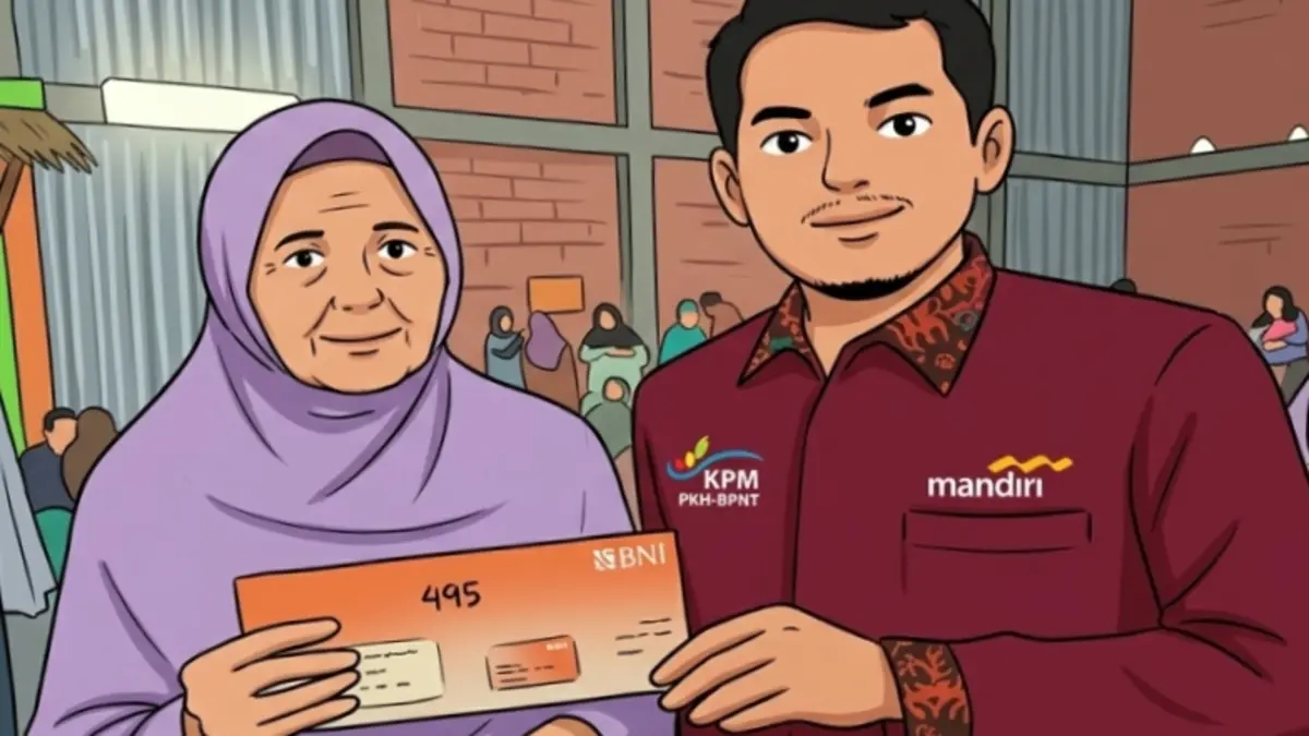 Ilustrasi pencairan KPM bansos berdasarkan desil. (Instagram @pkhbogorkab/Diolah oleh Gemini AI) 