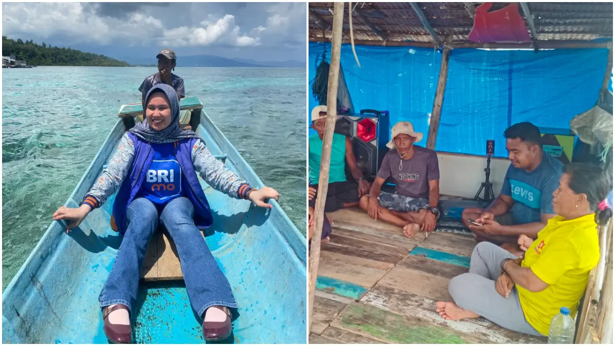 Eka Fitriyani Wulandari, mantri BRI Unit Salakan, BRI Branch Office Luwuk saat menjalankan tugasnya di wilayah kepulauan Sulawesi Tengah. (Dok. BRI)