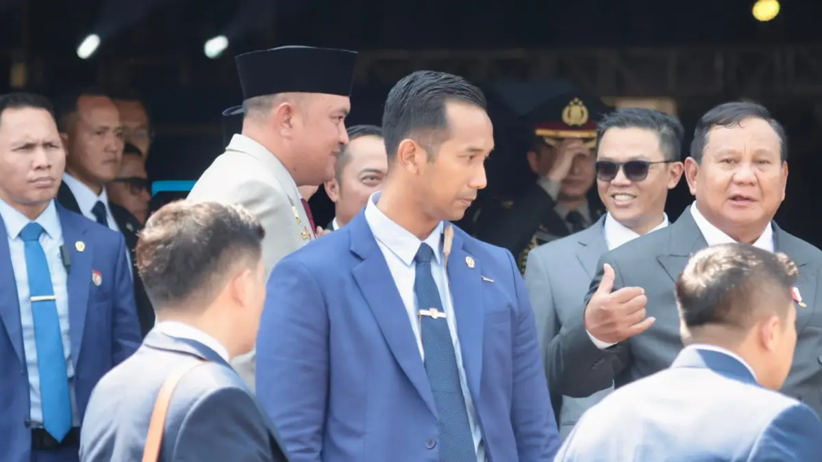 Bupati Bogor Rudy Susmanto bersama Presiden RI Prabowo Subianto pada Peringatan HUT Bhayangkara ke-80 di Cikeas, Gunung Putri, Kabupaten Bogor. (Dok. Tim Bupati Bogor)
