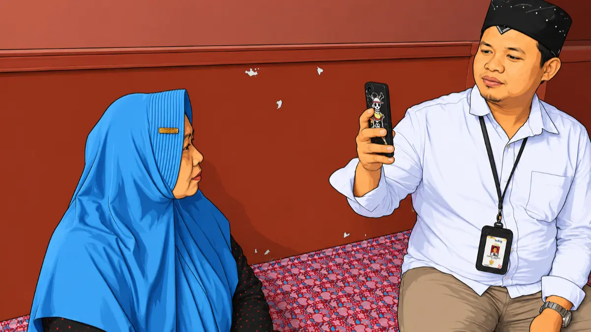 Kegiatan Uji Coba Digitalisasi Bansos di Banyuwangi pada Akhir Tahun 2025. (Foto: YouTube Ach Haris Efendy/diolah oleh AI)