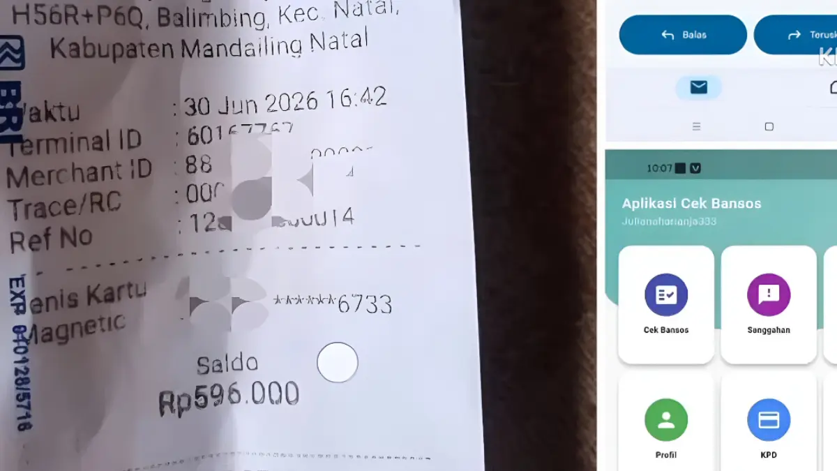 Struk bukti bansos tetap cair walau status di Aplikasi Cek Bansos masih SPM. (Foto: YouTube Arfan Saputra Channel)