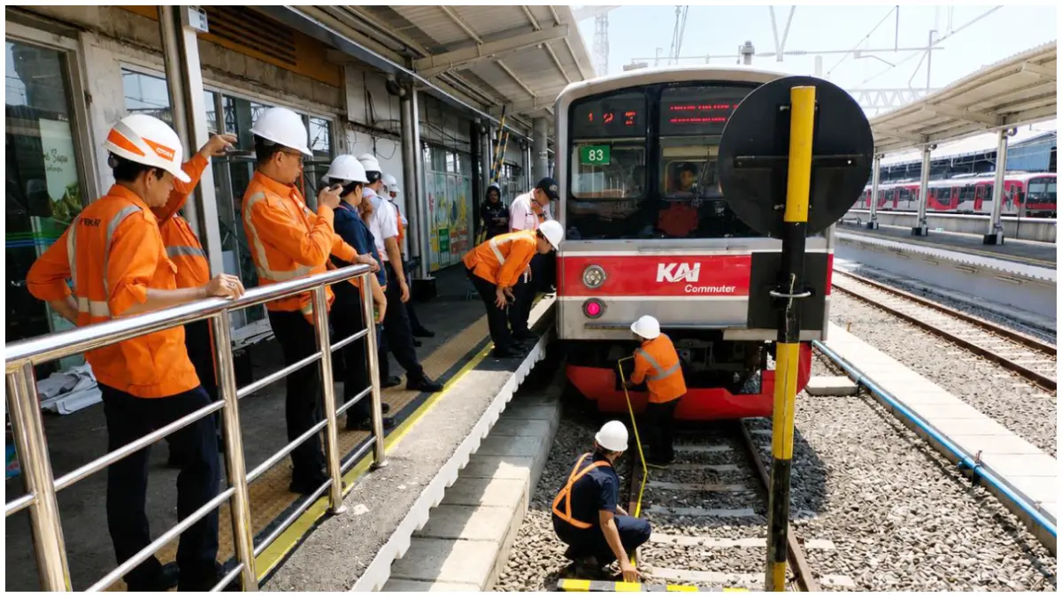 Uji coba KRL di proyek perpanjangan peron Stasiun Bogor. (Foto : KAI for Radar Bogor)