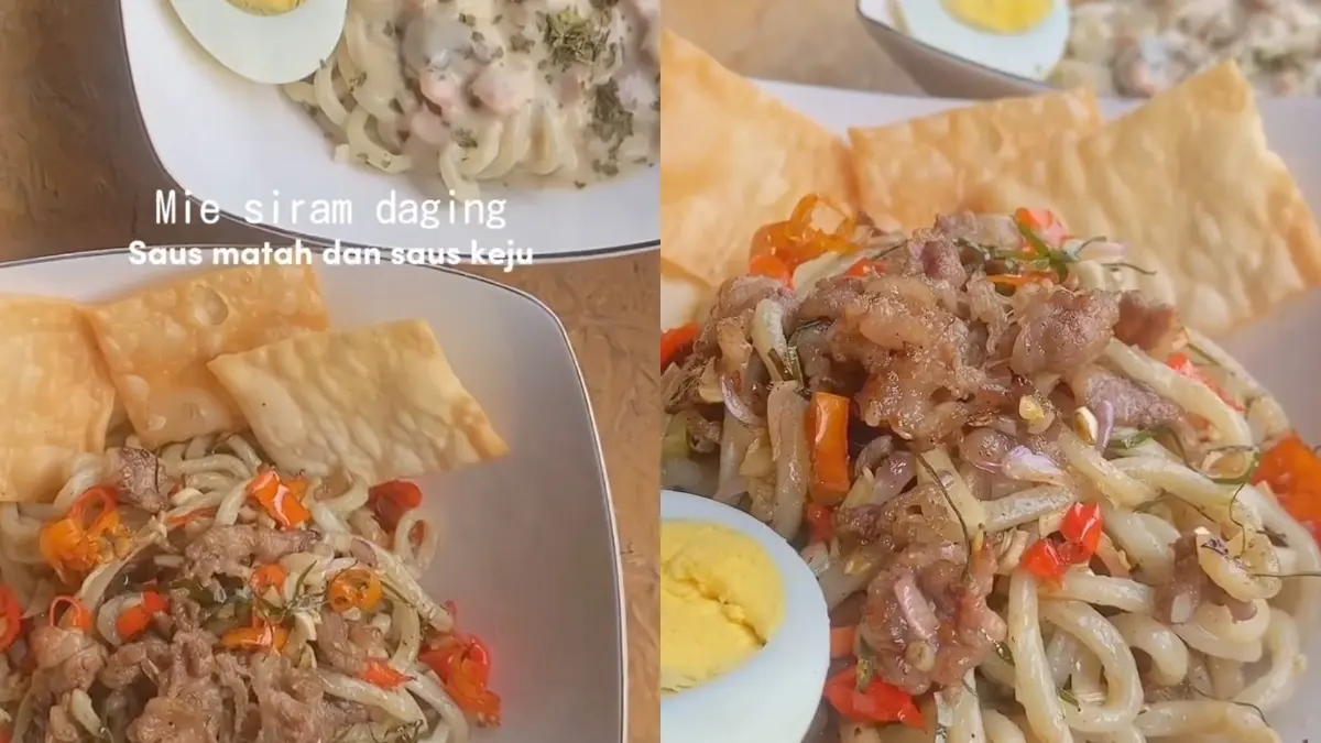 Kuliner mie siram di Santap MeeKo. (Instagram @santapmeeko)