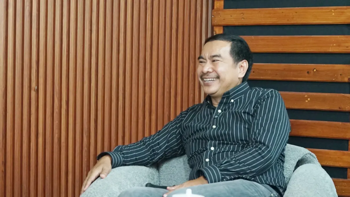 Salah satu Wakil Ketua Kadin Kabupaten Bogor, Sulhajji Jumpa saat hadir di podcast Radar Bogor. (Aziz/Radar Bogor)