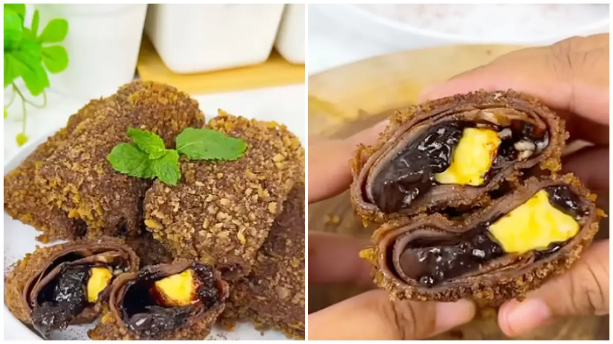 Tampilan risoles cokelat dari akun YouTube Ika Mardatillah.