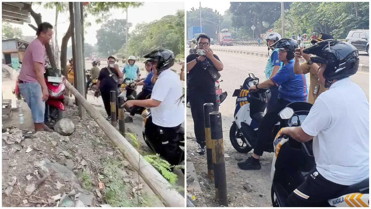 Bupati Bogor, Rudy Susmanto saat menegur salah satu PKL di Jalan Raya Jakarta-Bogor. (Foto : Billy/Radar Bogor)