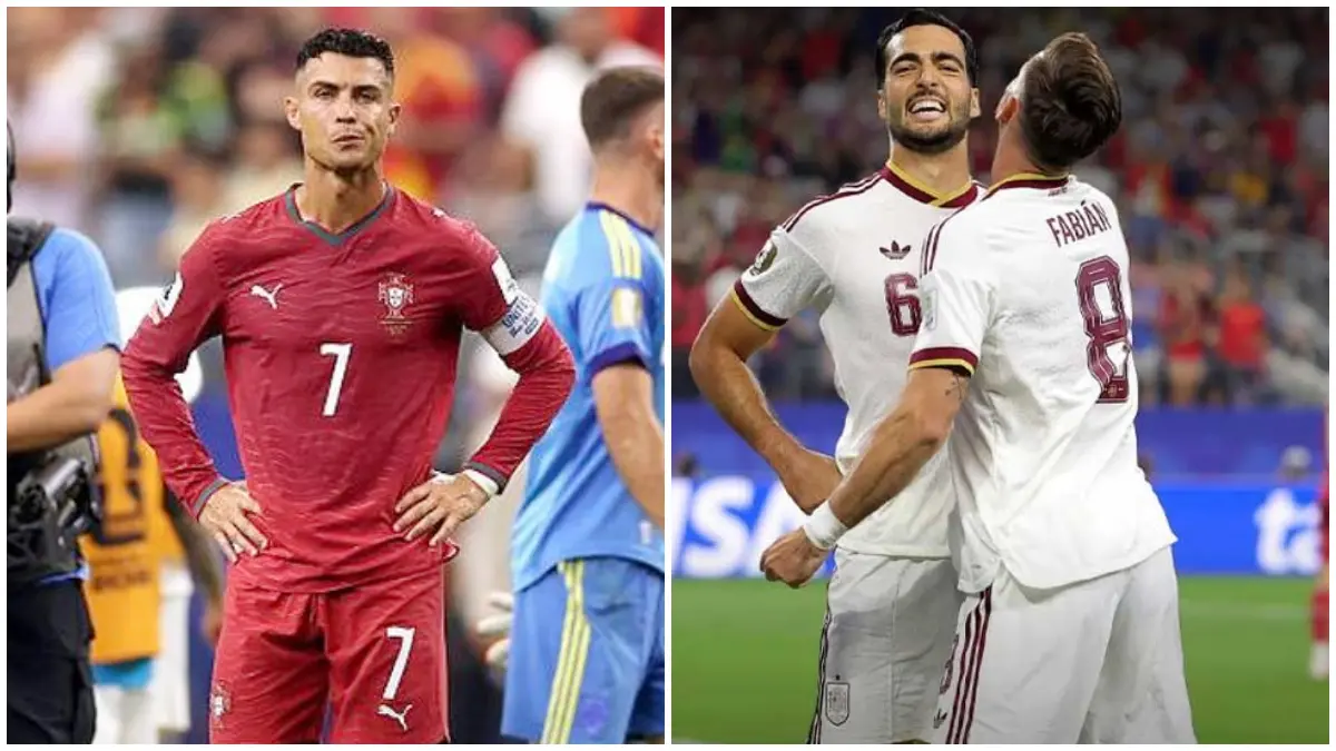 Ekspresi kekecewaan Cristiano Ronaldo usai Portugal takluk 0-1 dari Spanyol di babak 16 besar Piala Dunia 2026