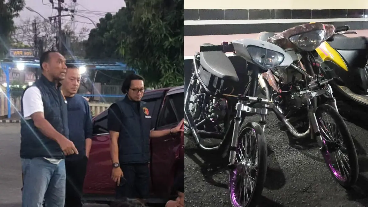 Polsek Cileungsi mengamankan 9 orang yang diduga terlibat balap liar di Desa Cipeucang, Kecamatan Cileungsi, Kabupaten Bogor, Selasa, 7 Juli 2026. (Dok. Polsek Cileungsi)