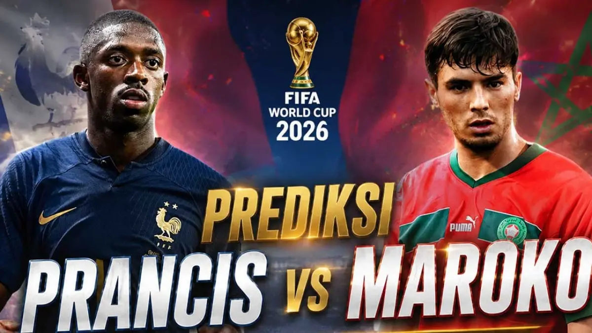 Prancis akan menghadapi Maroko pada perempat final Piala Dunia 2026. (Foto : Diolah AI)