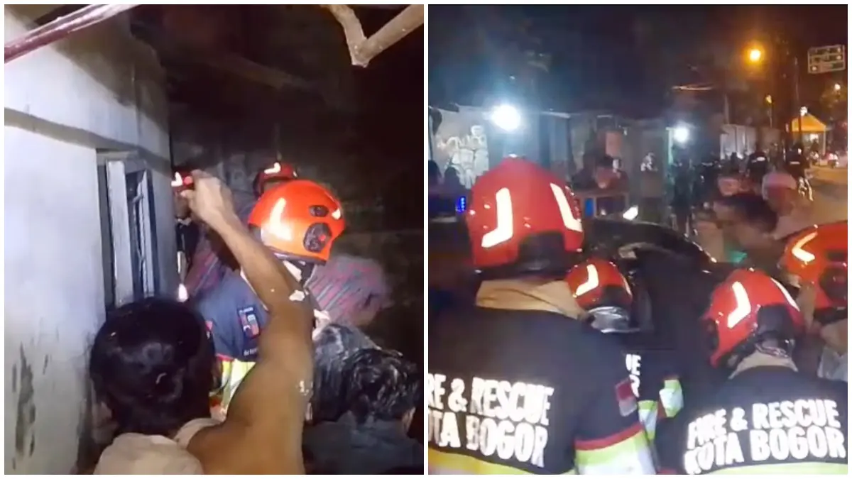 Proses evakuasi korban kebakaran di Cilendek Barat, Kota Bogor. (Foto : Fauzan/Radar Bogor)