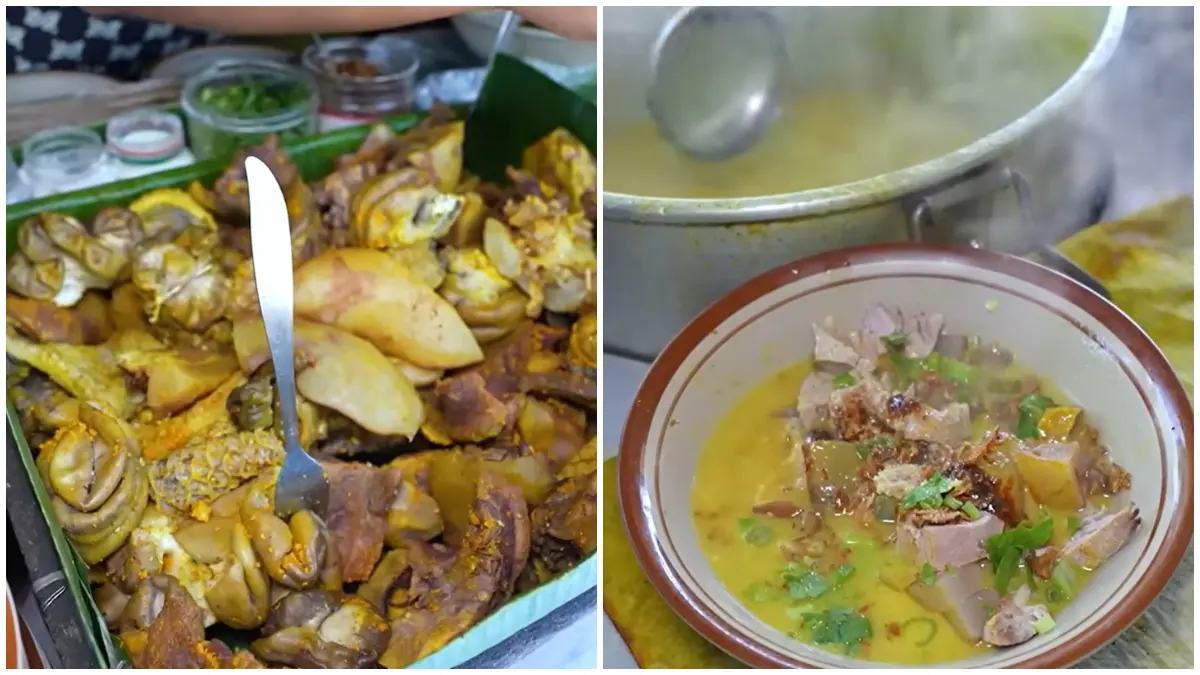 Soto Kuning H. Faruq dengan isian mulai dari daging hingga jeroan. (Foto: Kanal Youtube @anakkuliner)