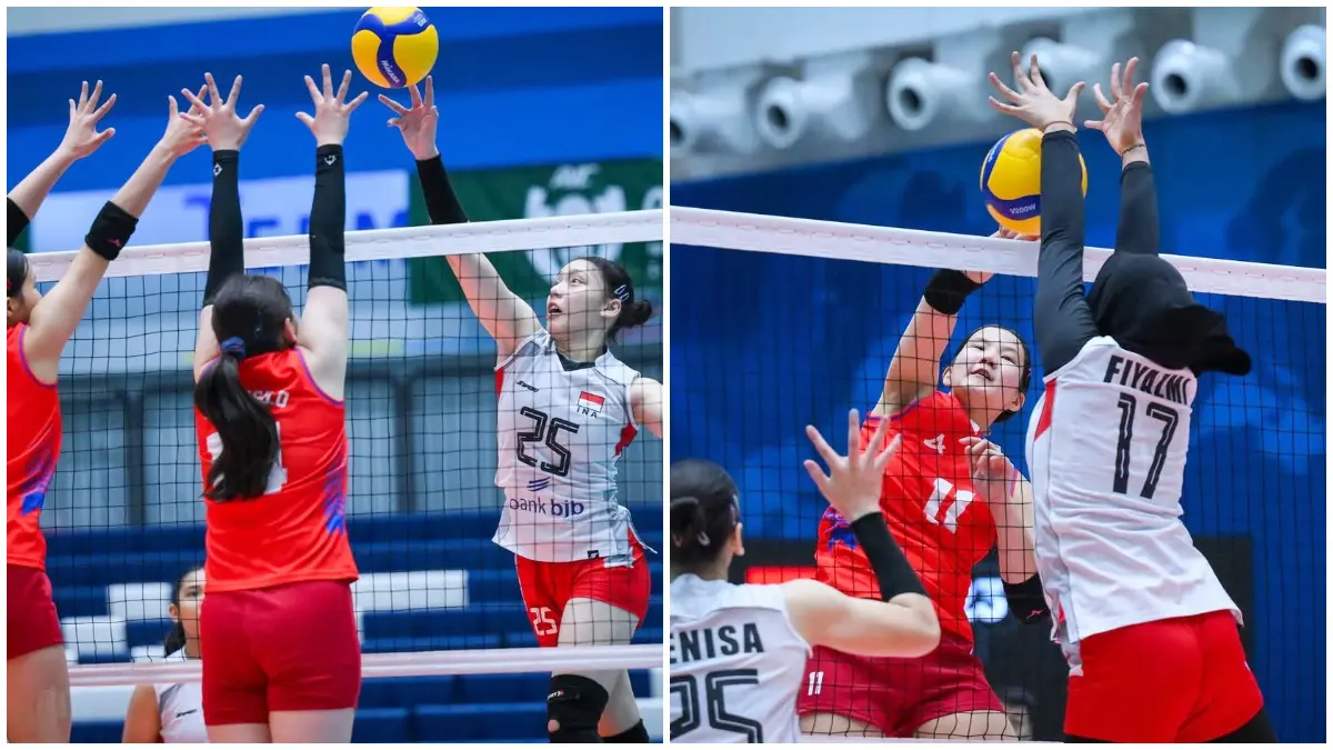 Timnas Voli U-18 Indonesia (putih) sukses bungkam Mongolia 3-1 dalam perebutan peringkat ketujuh Kejuaraan Voli U18 Putri AFC di Nakhon Ratchasima, Thailand. (Foto : Instgram: @avcvolley)