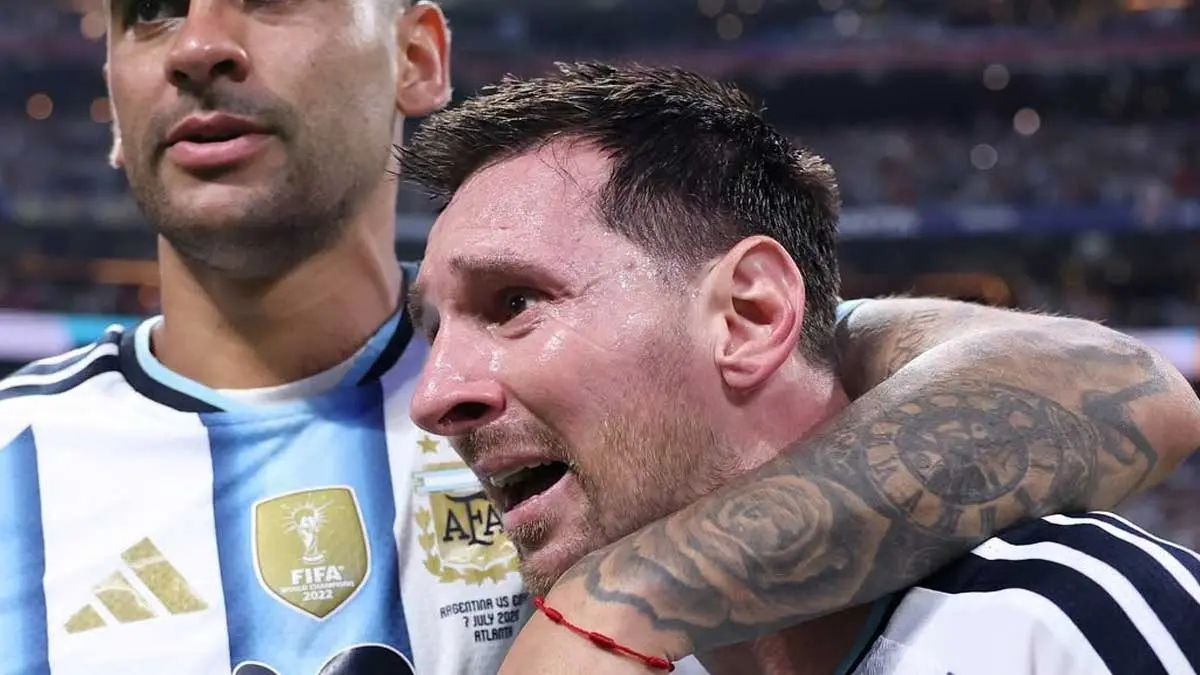 Ekspresi Lionel Messi usai mengantarkan Argentina menang atas Mesir
