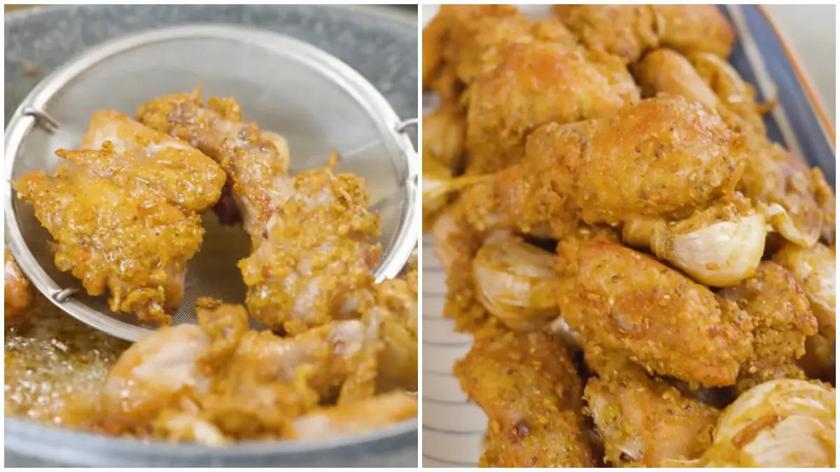 Olahan ayam goreng perpaduan antara ketumbar dan bawang putih ala William Gozali. (Foto: Kanal Youtube @williamgozali)