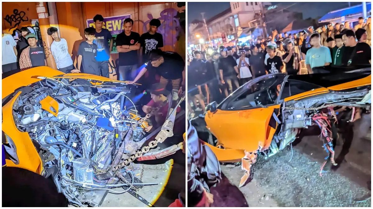 Kondisi mobil sport McLaren milik YouTuber Andra ST.&nbsp;(Foto: tiktok @movable525)