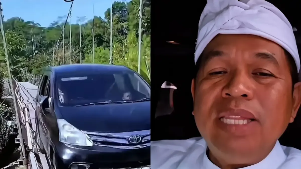 Gubernur Jawa Barat Dedi Mulyadi memberi tanggapan terkait video viral mobil melintasi jembatan di Cianjur. (Instagram @dedimulyadi71)
