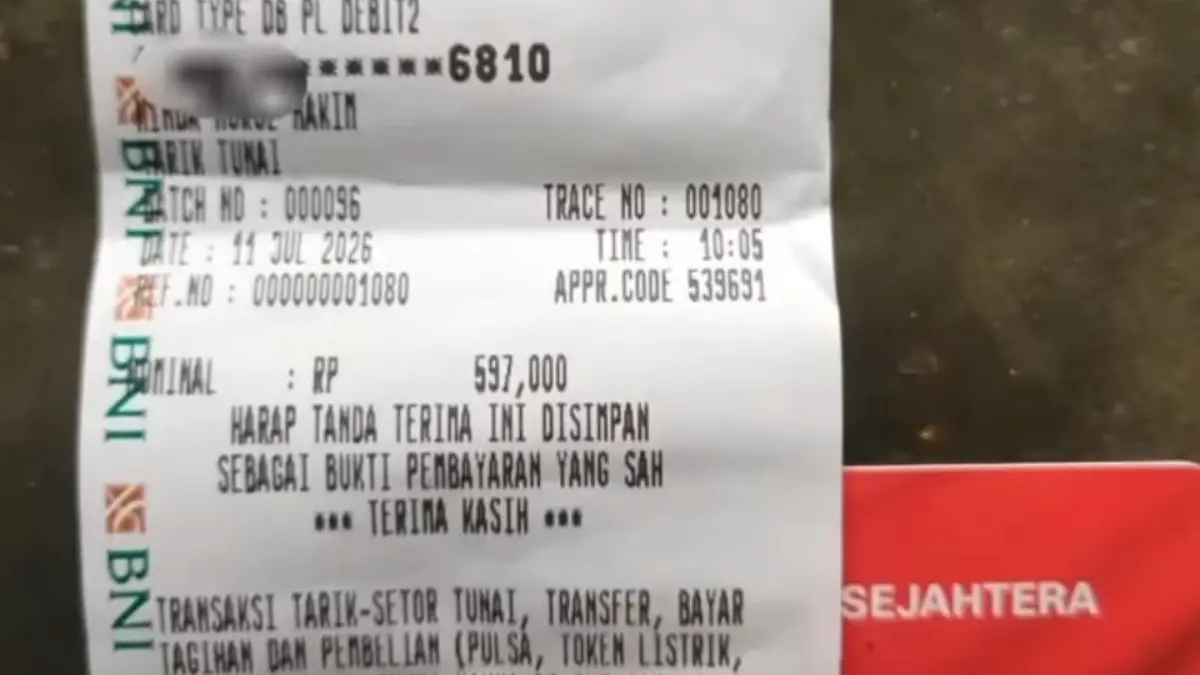 Ilustrasi struk bukti penyaluran bansos. (Foto: YouTube Arfan Saputra Channel)