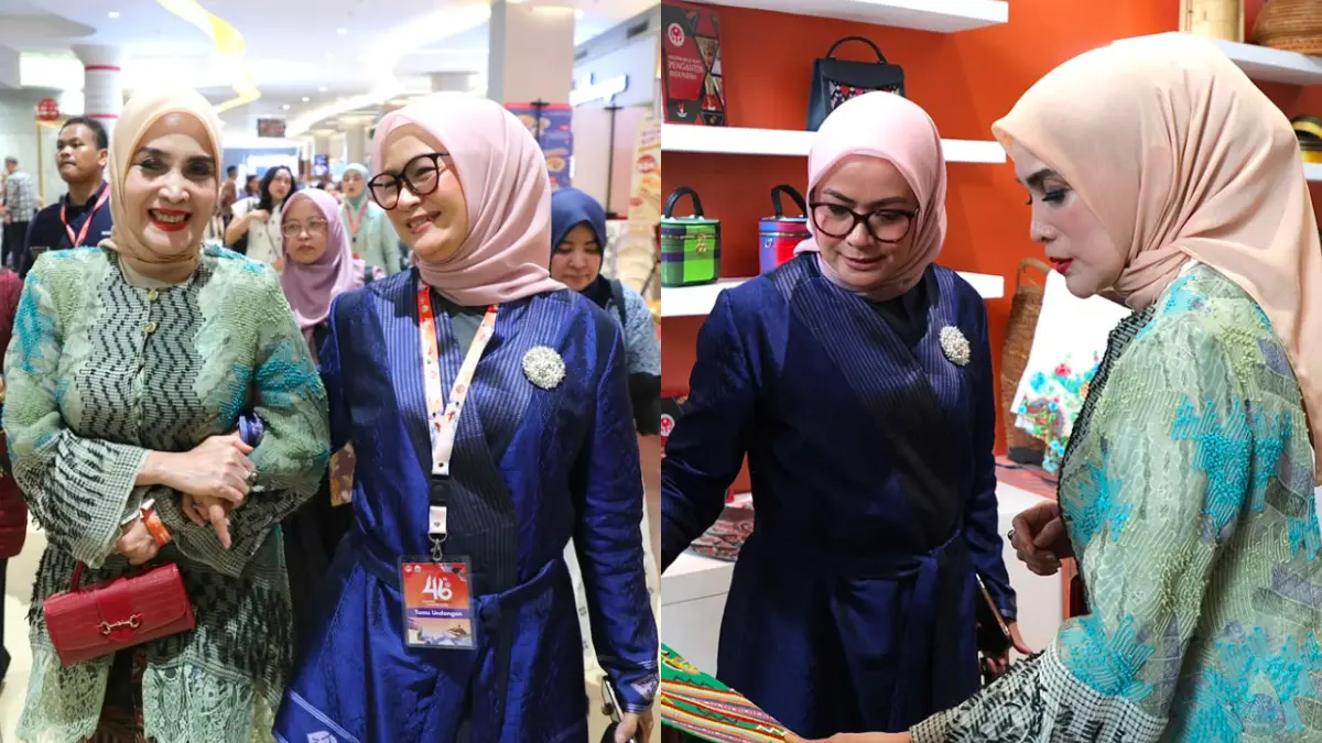 Ketua Dekranasda Kota Bogor Yantie Rachim menghadiri rangkaian peringatan HUT ke-46 Dekranas yang juga turut dihadiri Yane Ardian istri Wakil Menteri Dalam Negeri (Wamendagri) Bima Arya Sugiarto. (Dok. Pemkot Bogor)